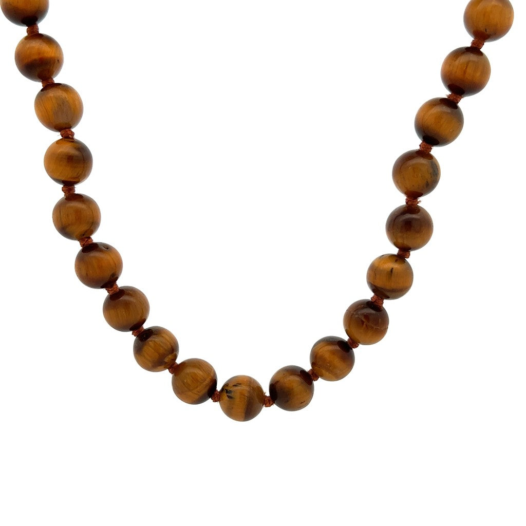 Brown Tigers Eye Strand Necklace With a Sterling Silver Clasp 18" Long