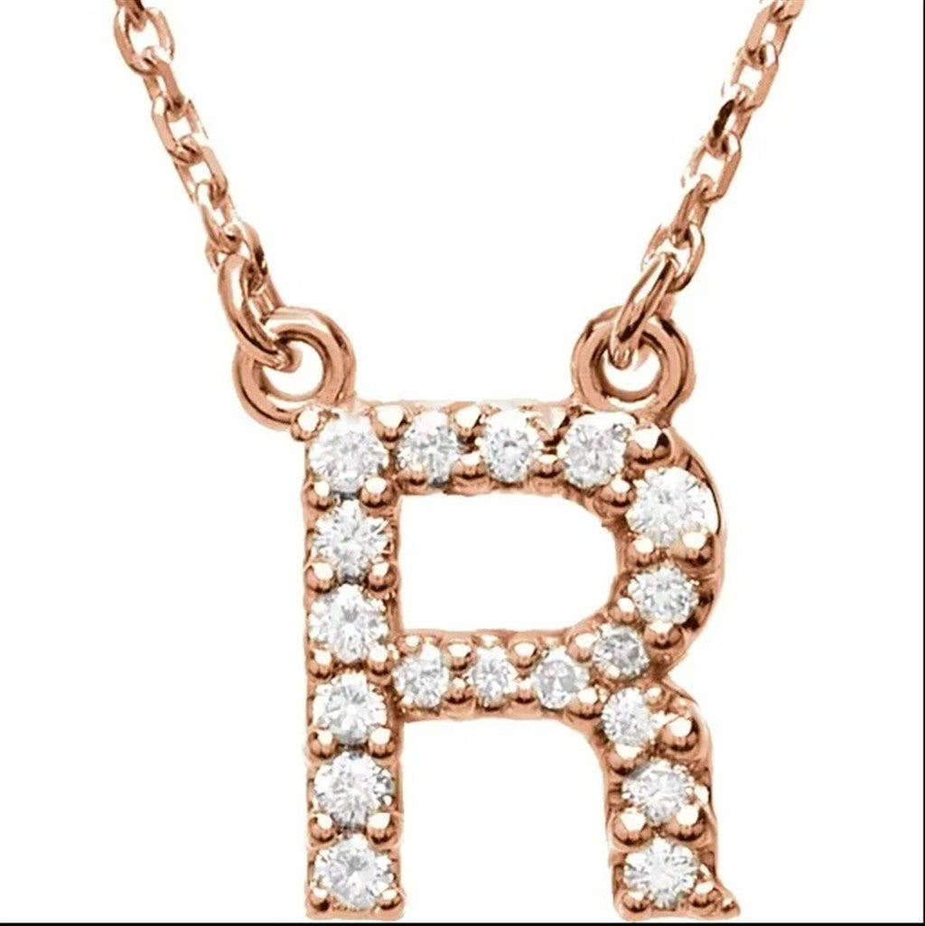 67311 CB Necklace 14 Karat Gold Rose With Diamonds 18" Long