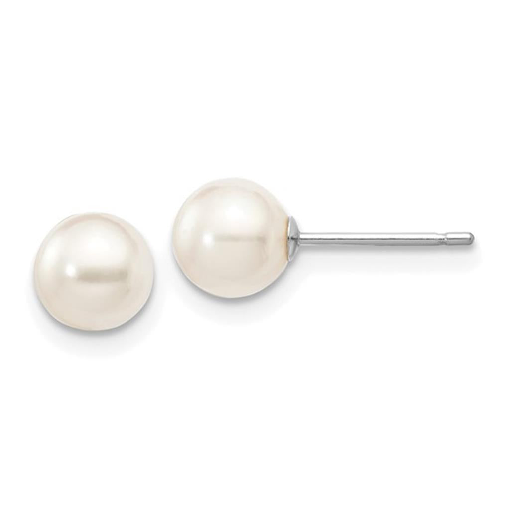 Single Pearl Stud Earring 14 KT White 5mm Akoya Pearls