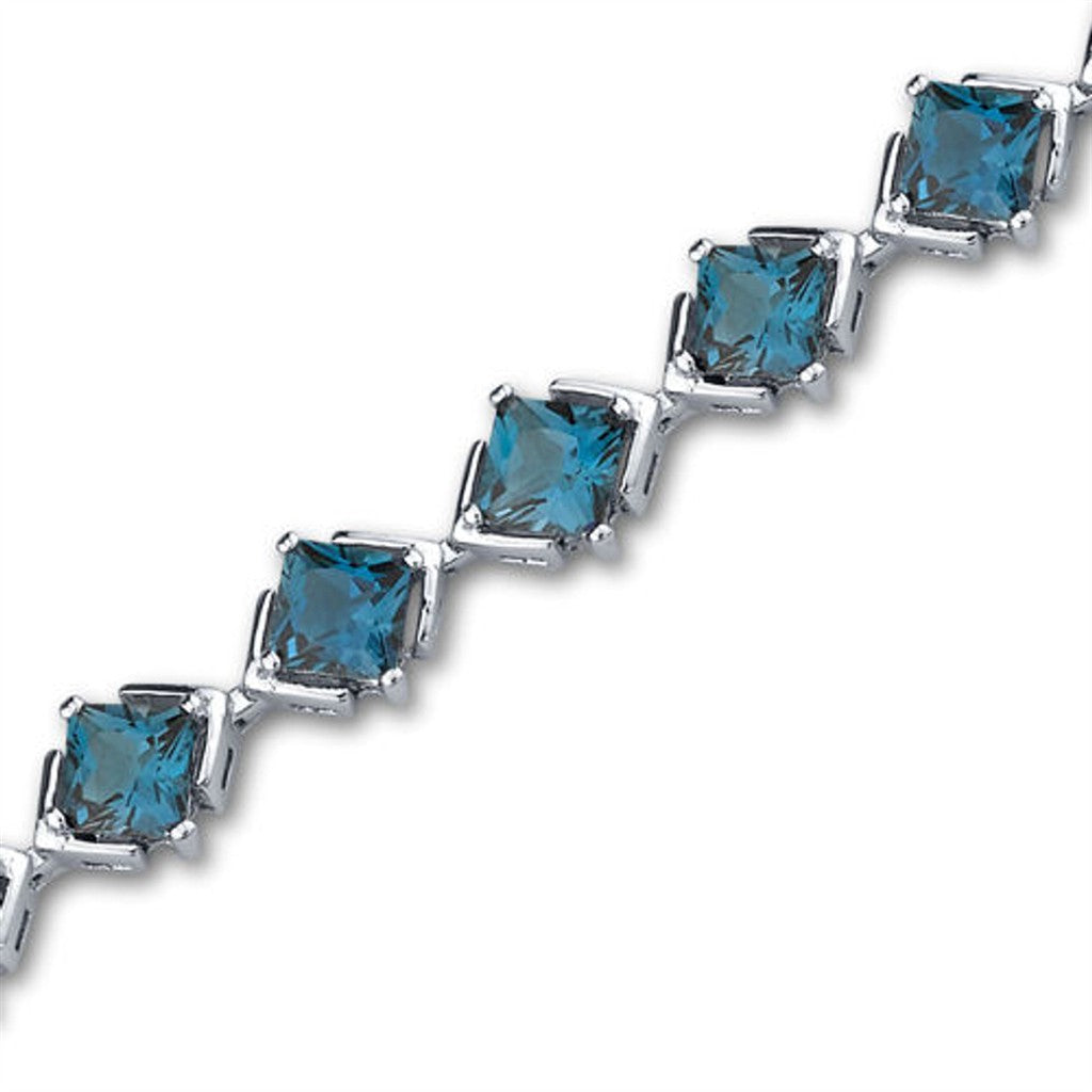 Clasp Style Gemstone Bracelet Sterling Silver White With Topaz 7.5" Long