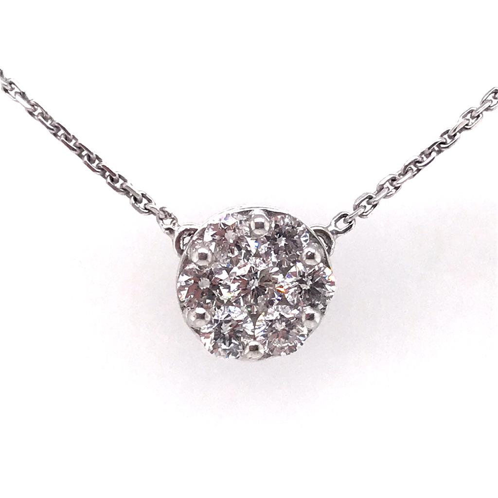 CB Necklace 14 KT White With Diamonds 16" Long
