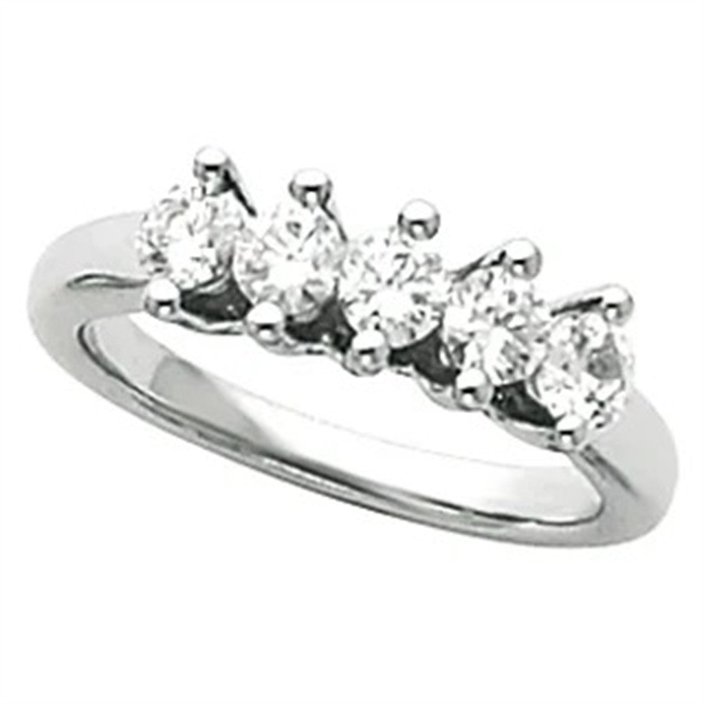 5 Stone Style Diamond Wedding Band 14 Karat Gold White with Diamonds size 7
