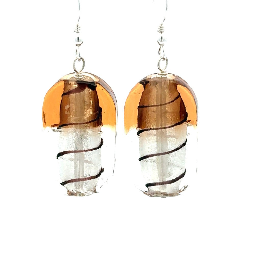 Bead Earring Dangle Drop Glass Sterling Silver White
