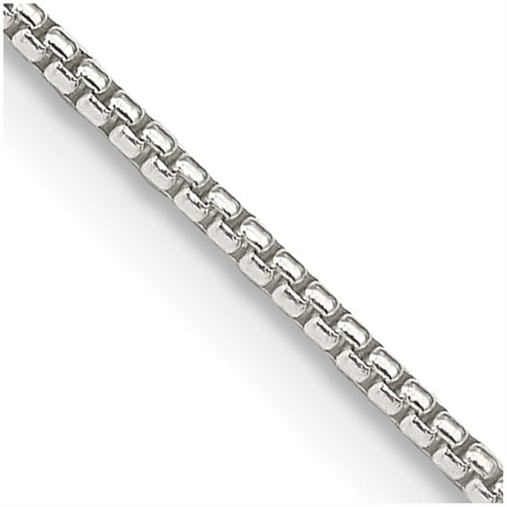 White Sterling Silver 1 MM Box Chain 16" Long