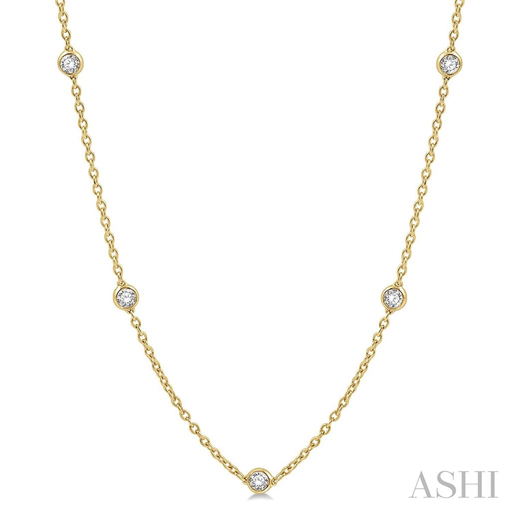 In Line Necklace 14 KT Yellow With Diamonds 18" Long