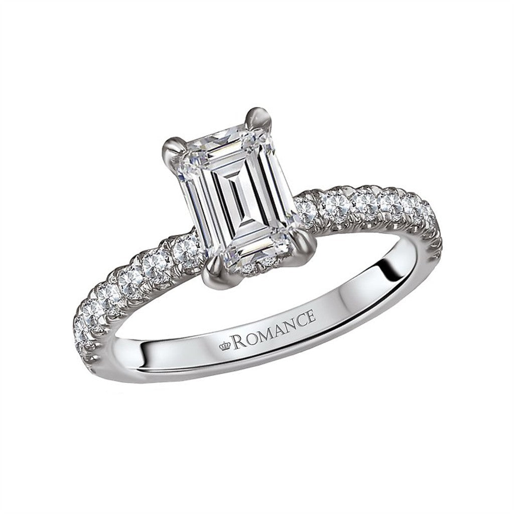 Solitare Accent Style Diamond Engagement Ring Sterling Silver White 
(Center Stone Not Included)