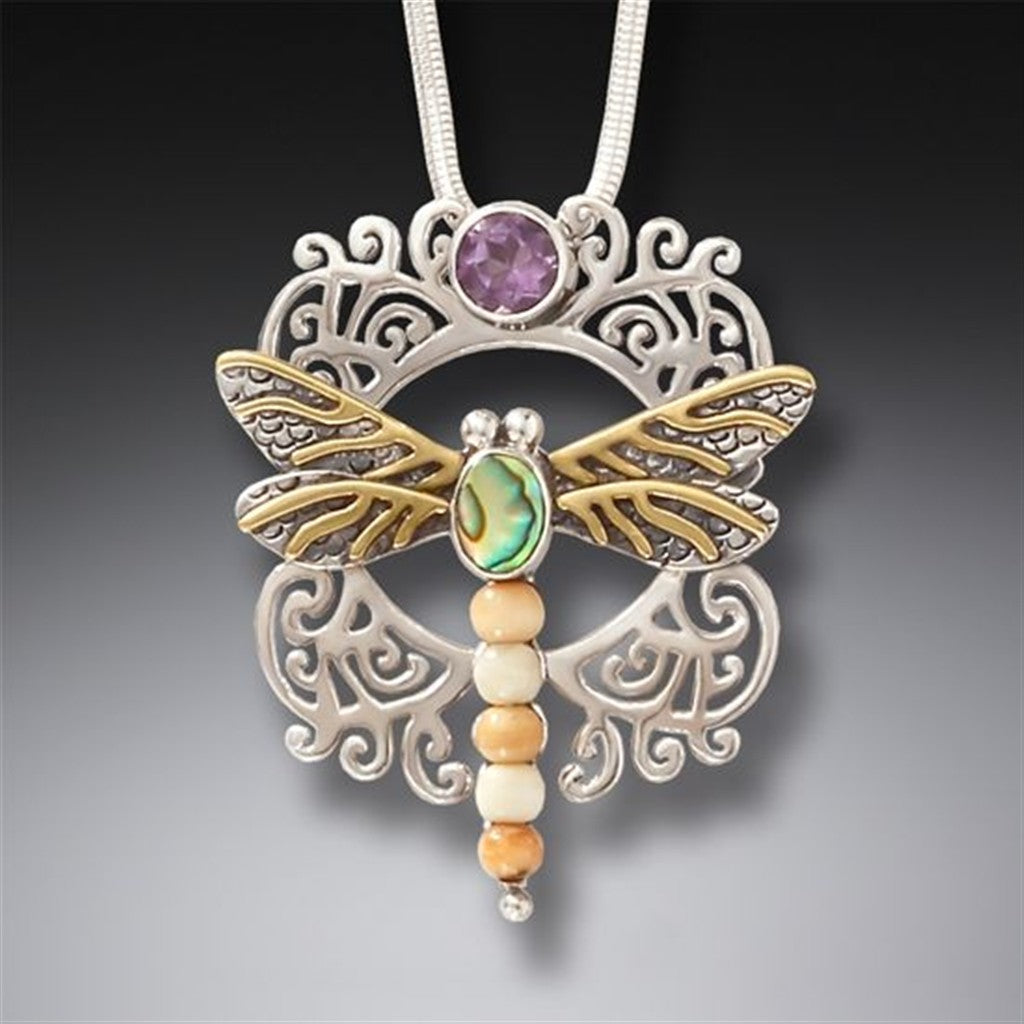 Walrus Ivory Slider Style Dragonfly Pendant/Necklace Sterling Silver