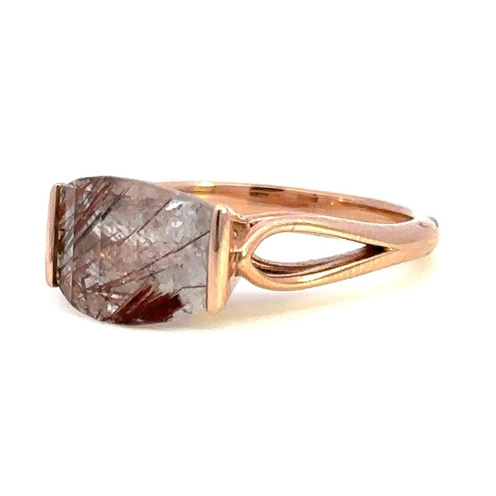 Free Form Style Colored Stone Ring 14 KT Rose with Quartz size 7