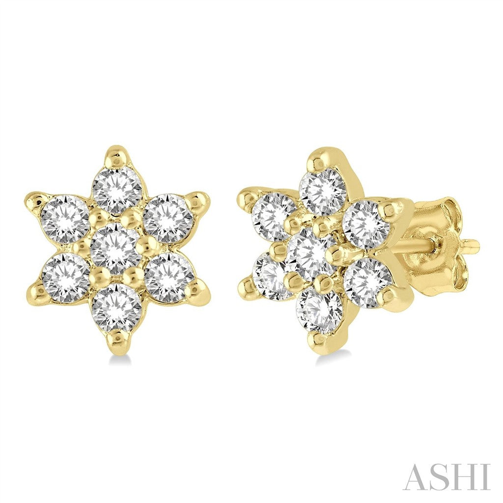 Diamonds Stud Earrings 10 KT White & Yellow 0.15 Carat Total Weight
