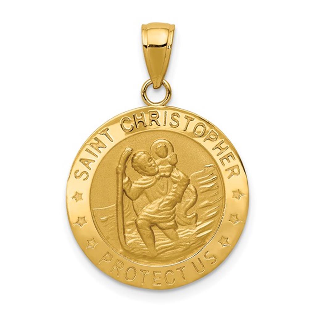 Medal Saint Christopher Pendant 10 Karat Gold Yellow