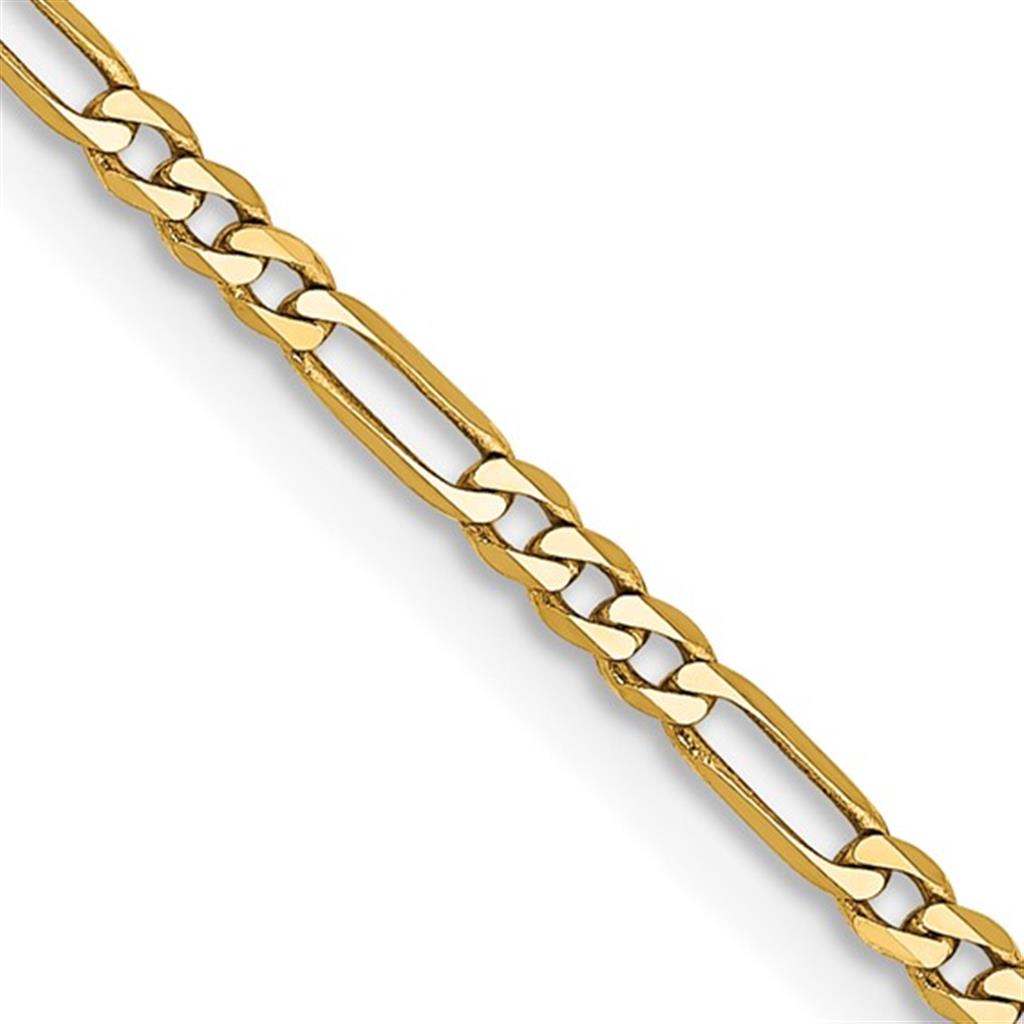 Figaro Link Chain 14 KT Yellow 1.8 MM Wide 20' In Length