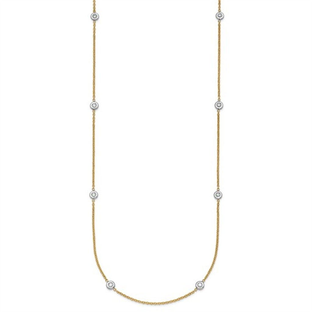 Buy The Yard Necklace 14 Karat Gold Two Tone With Diamonds 18" Long