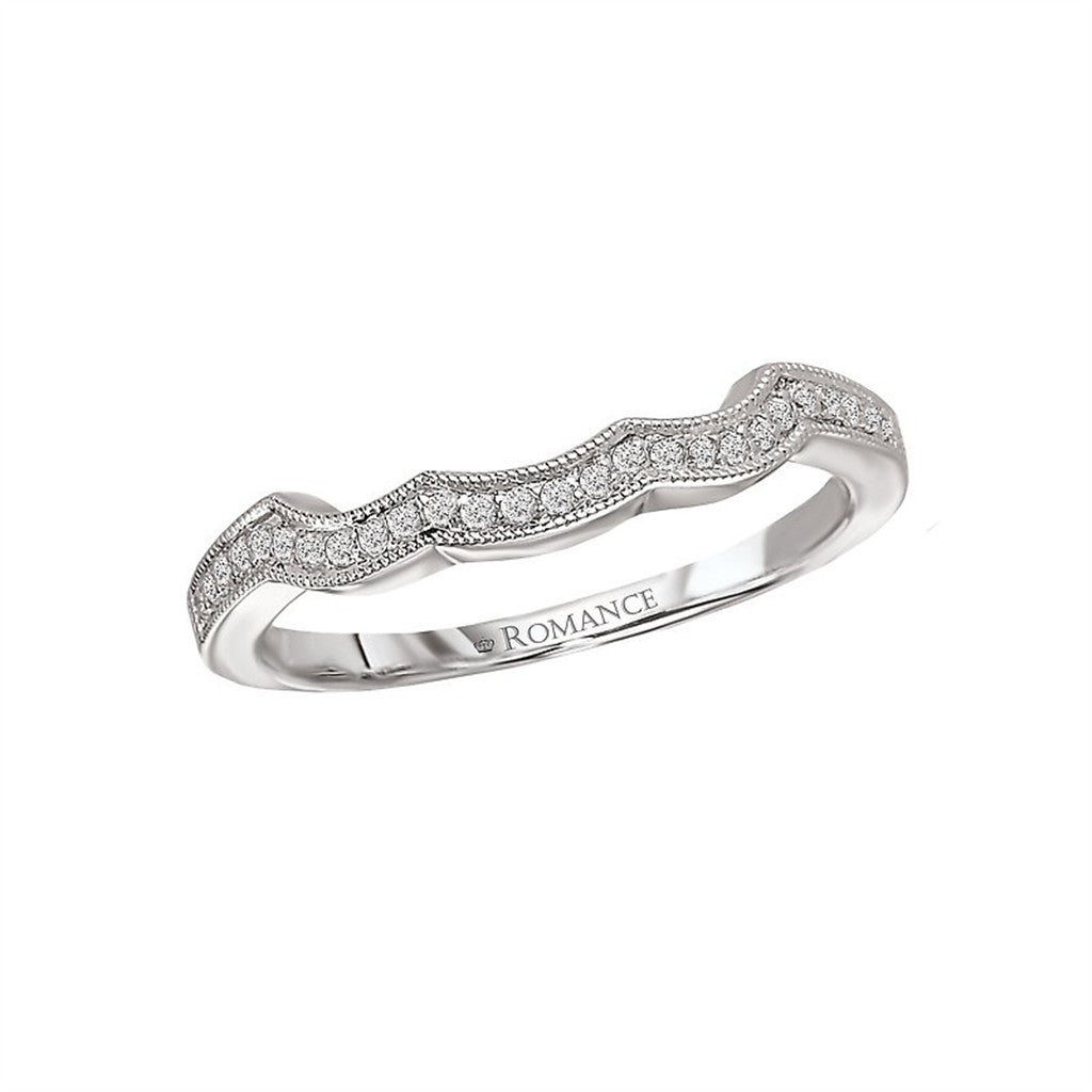 Stack-Able Style Diamond Wedding Band 18 Karat Gold White with Diamonds size 6