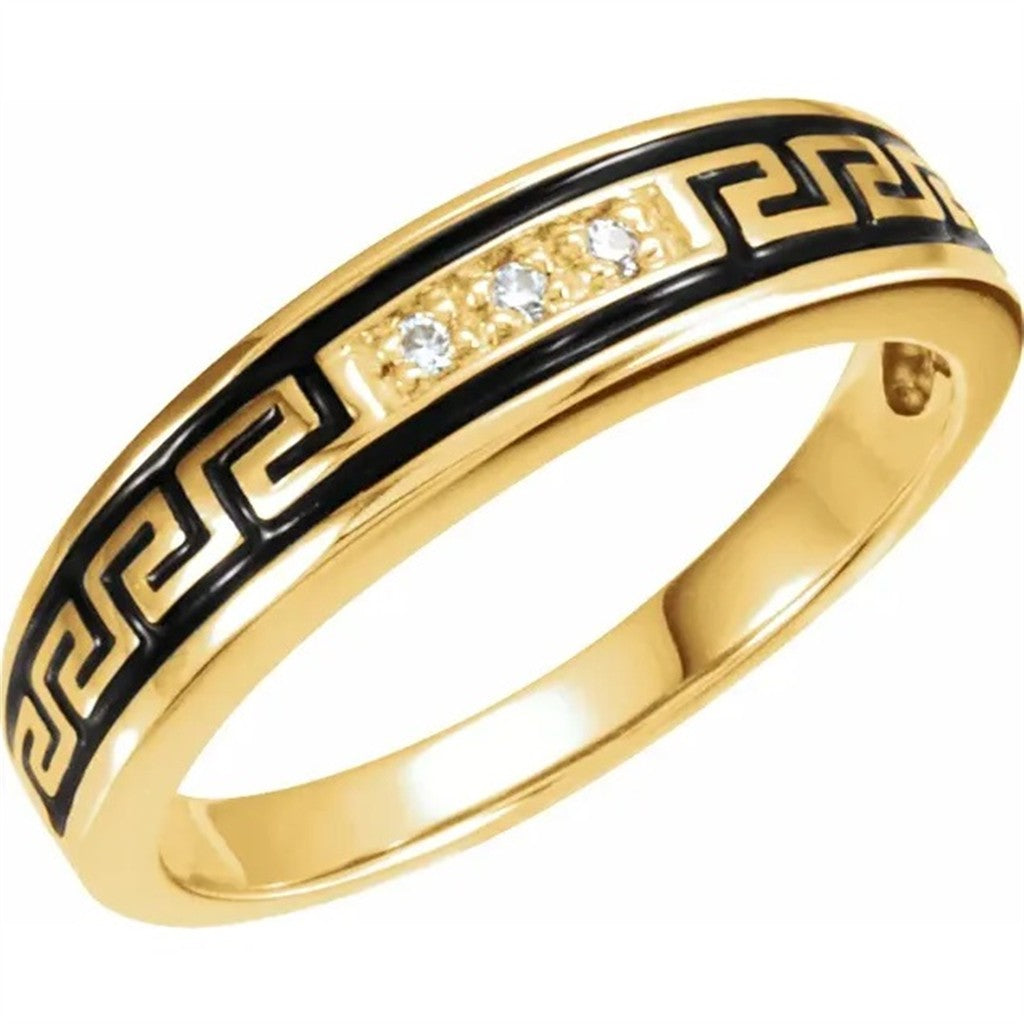 Stack-Able Style Diamond Wedding Band Base Metal Yellow with Diamonds size 6.75