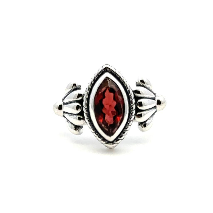 Antique Style Rings Silver with Stones .925 White with Garnet Mozambique size 7