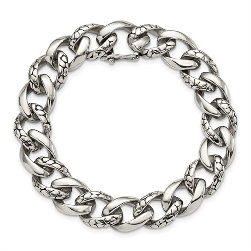 Cable Link Alternative Metal Bracelet 15 mm wide Stainless Steel White Color 8.5" Long
