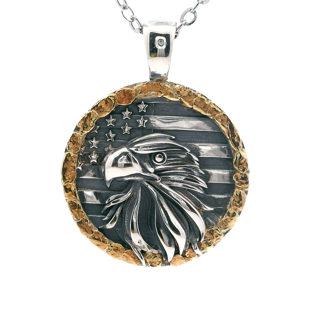 Slider Style Alaskana Pendant Sterling Silver & Alaskan Gold Nugget