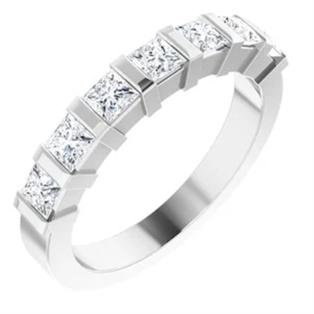 1/2 Anniversary Style Diamond Wedding Band Sterling Silver White with Diamonds size 5.75