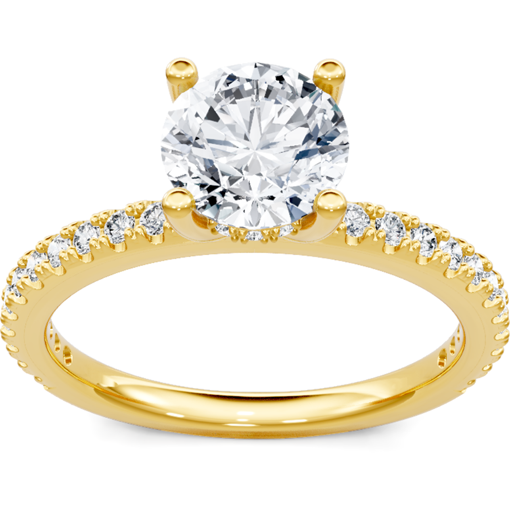 Solitare Style Diamond Engagement Ring 14 Karat Gold Yellow
(Center Stone Not Included)
