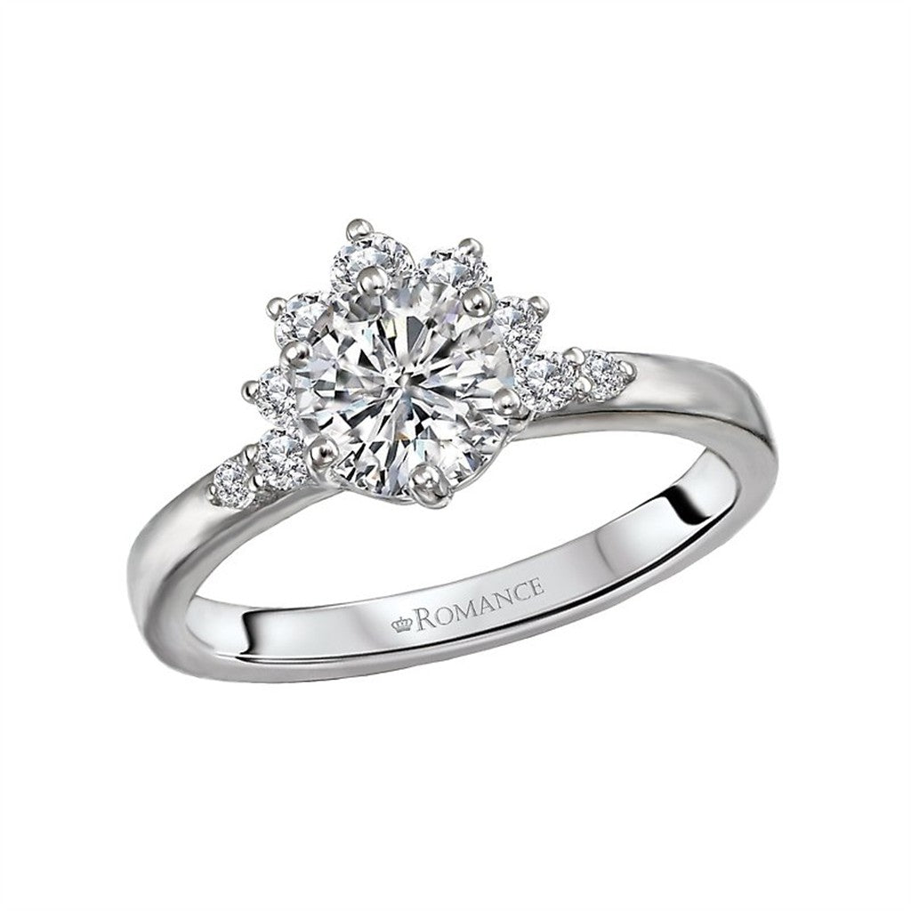 Solitare Accent Style Diamond Engagement Ring 14 Karat Gold White 
(Center Stone Not Included)