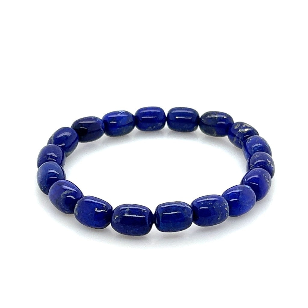 Lapis & Blue Lapis Gemstone Bead Stretch Bracelet 7" Long