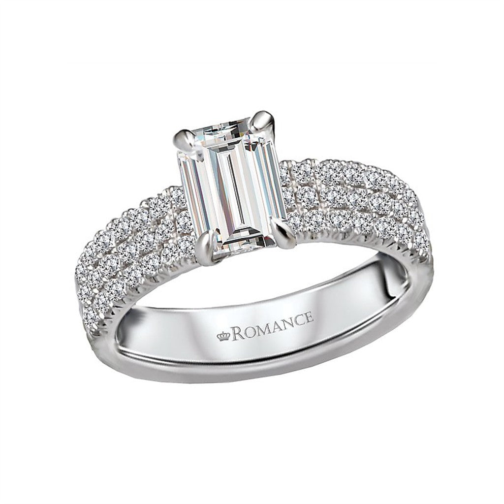 Solitare Style Diamond Engagement Ring 14 Karat Gold White 
(Center Stone Not Included)