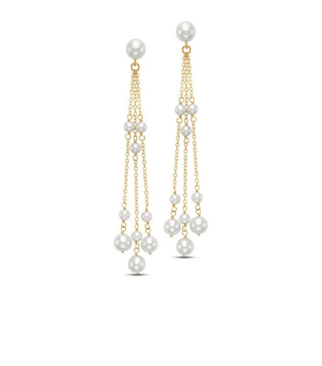 Stud Drop Earring 14 Karat Gold Yellow 5.5mm X 5.5mm Fresh Water Pearls