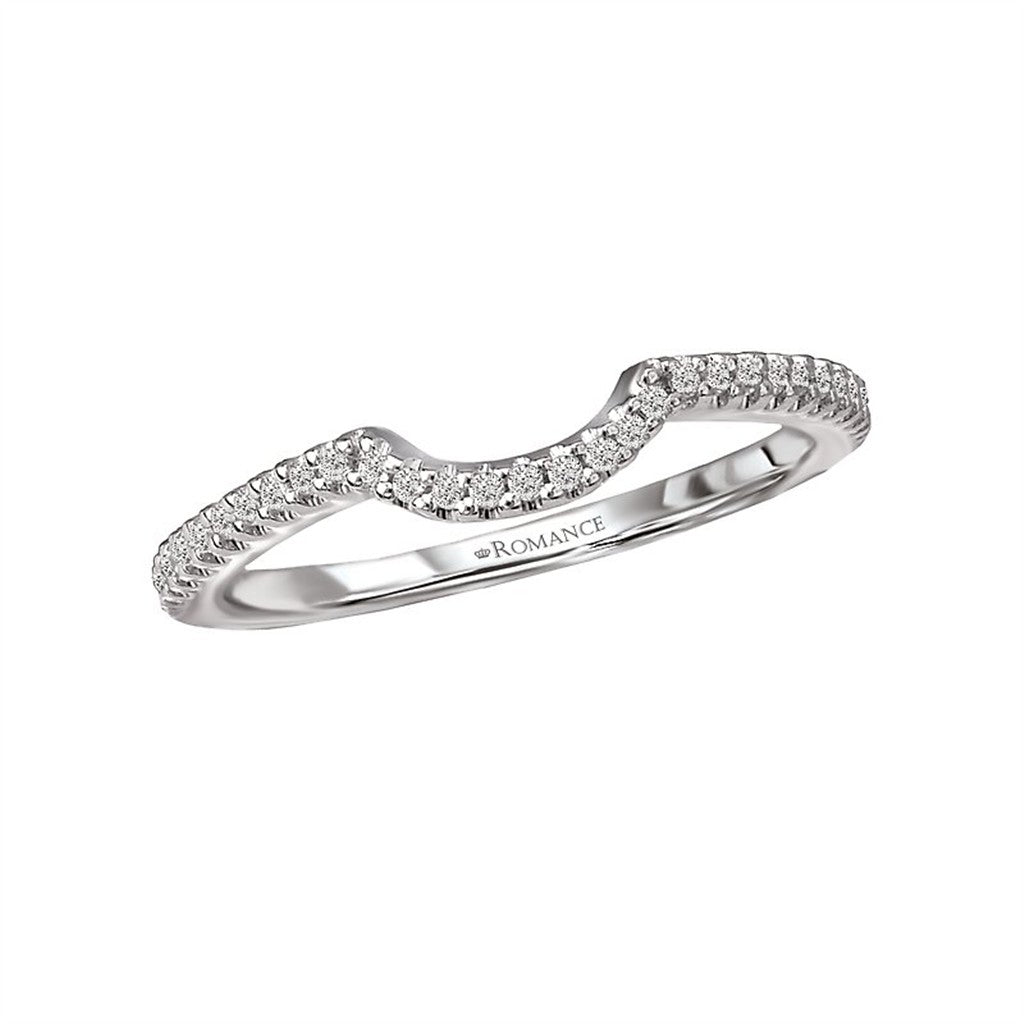 Stack-Able Style Diamond Wedding Band 18 Karat Gold White with Diamonds size 6