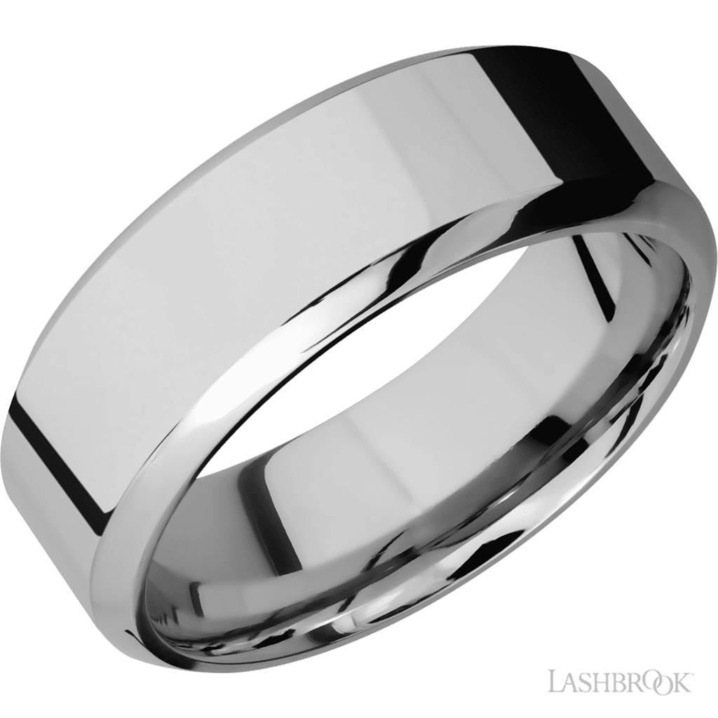 White Titanium Alternative Metal Ring 8mm wide Size 10