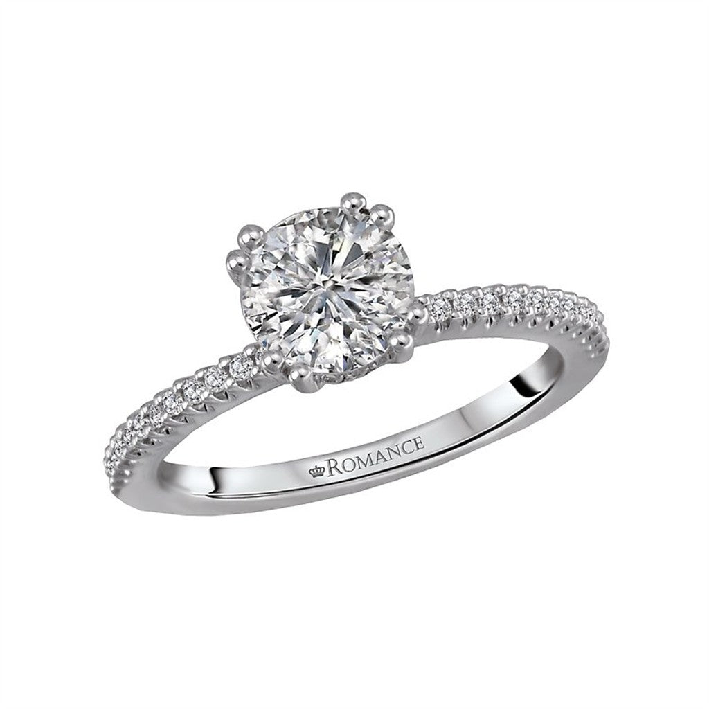 Solitare Accent Style Diamond Engagement Ring Sterling Silver White 
(Center Stone Not Included)