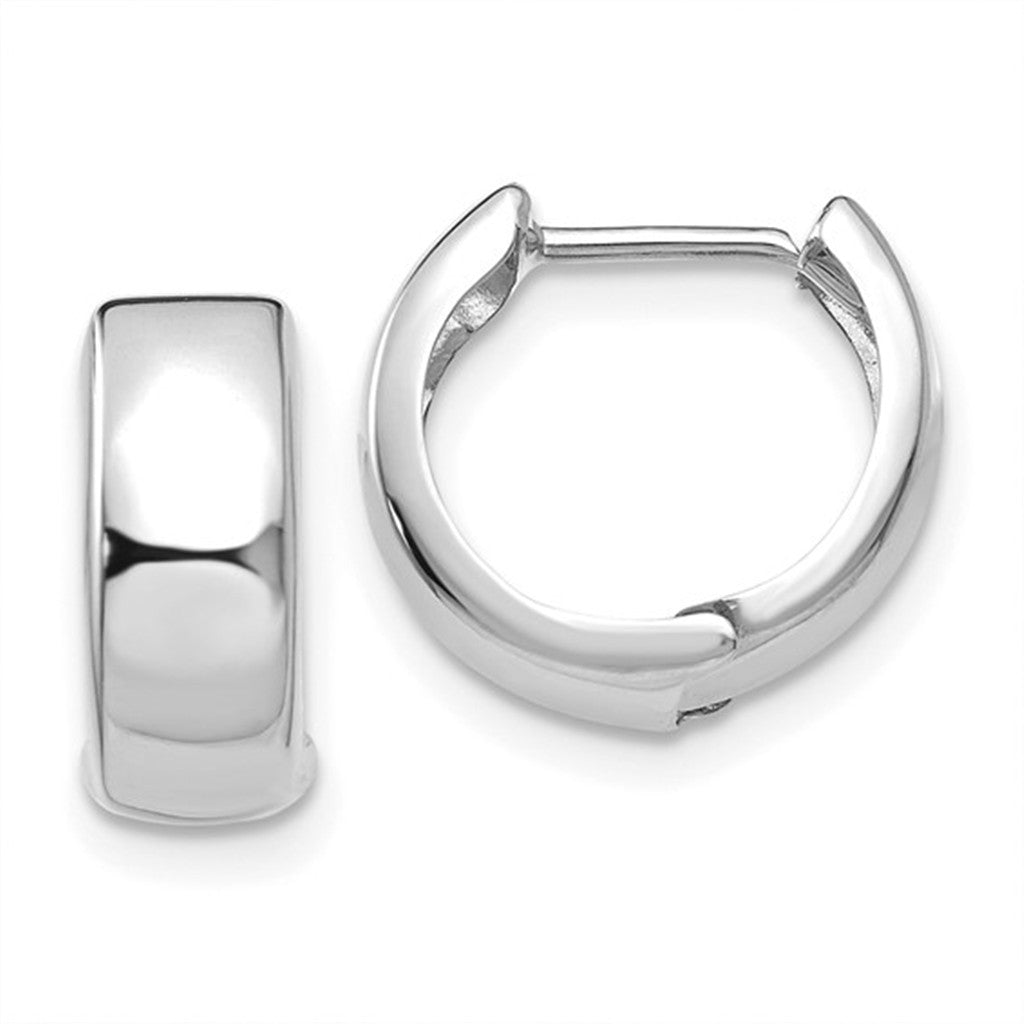 Huggie Hoop Precious Metal Earrings 12 mm Diamiter 5mm Thick 14 Karat Gold White