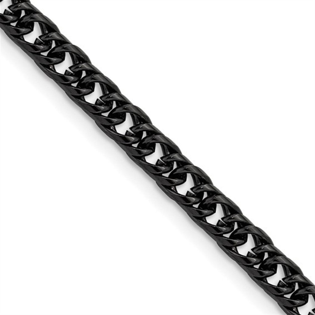 Black IP Stainless Steel 5 MM Curb Chain 20" Long