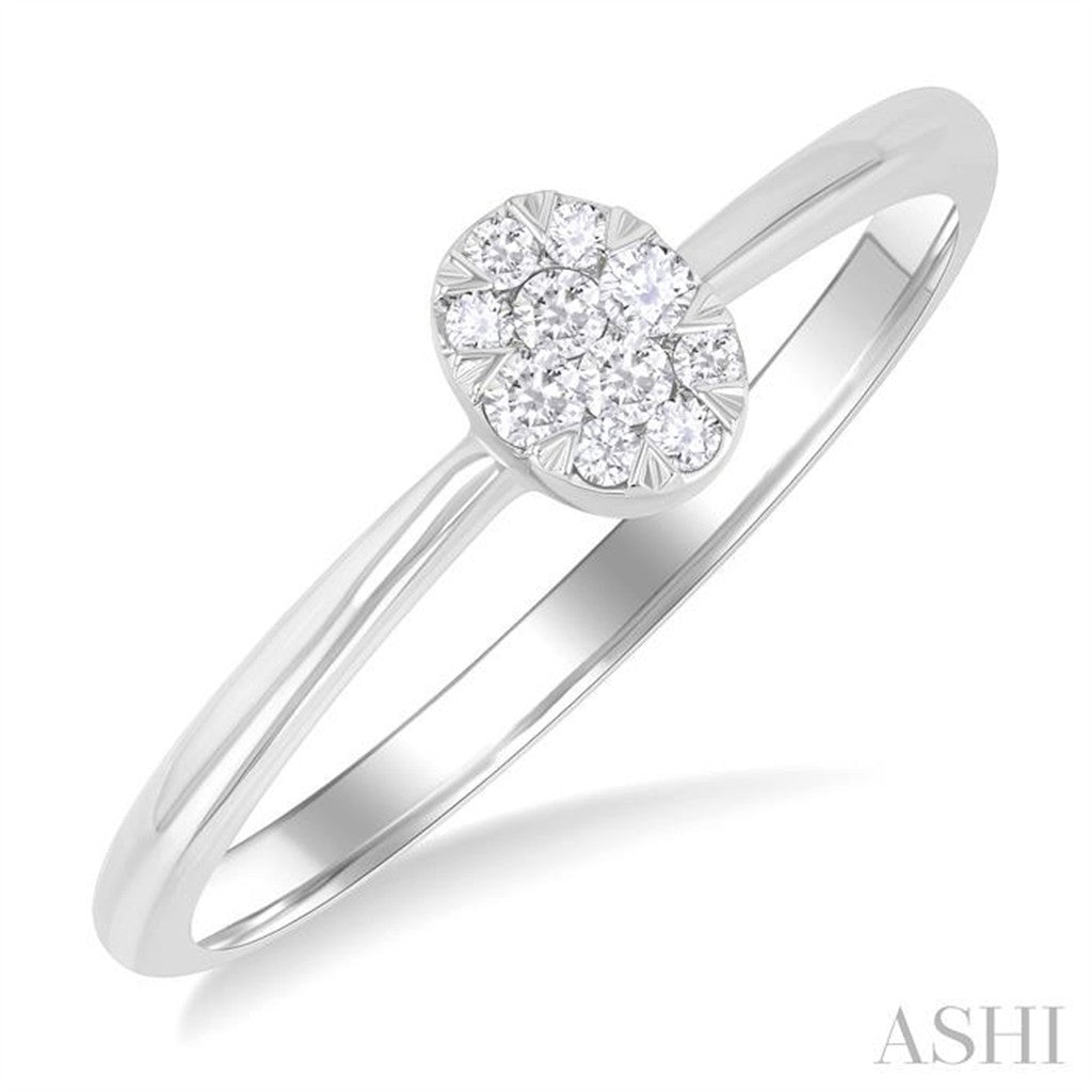 Petite Oval Shaped Diamond Ring 10KT White Gold