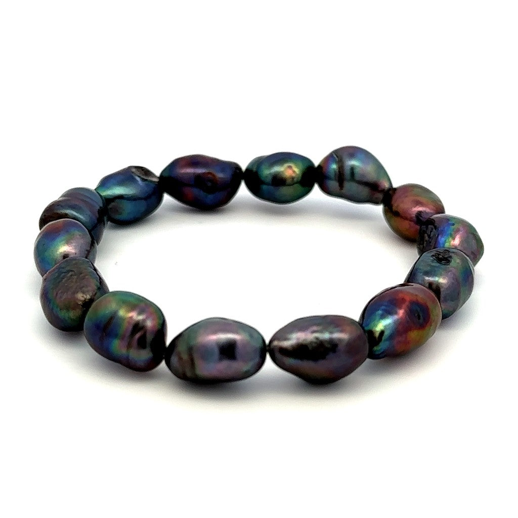 Cultured Fresh Water Pearl Bracelet Elastic 7" Long