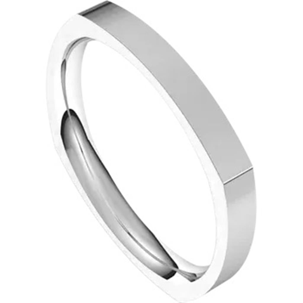 Straight Solid Wedding Band Prec Metal Womens 2 mm wide 14 Karat Gold White Size 8