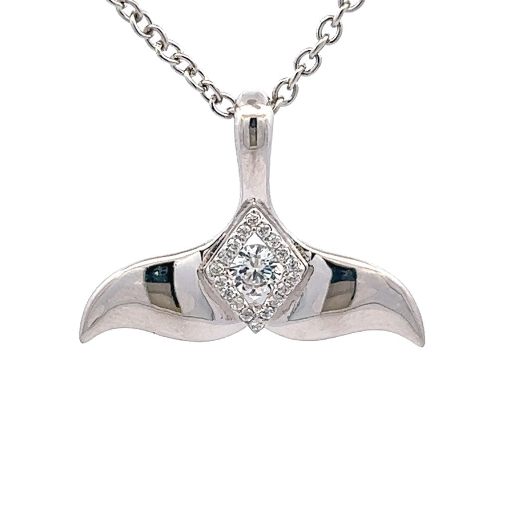 Drop Pendant Sterling Silver White