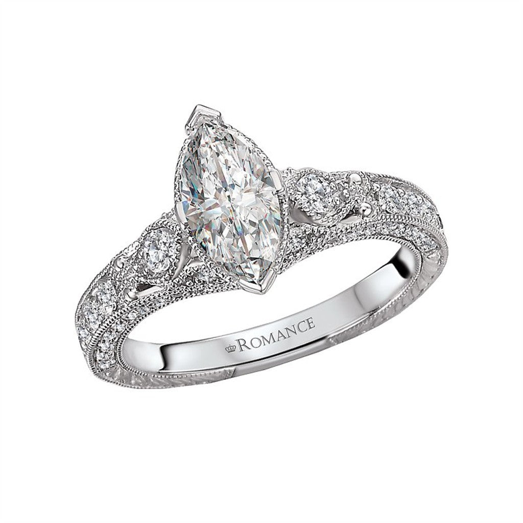 Solitare Accent Style Diamond Engagement Ring Sterling Silver White 
(Center Stone Not Included)