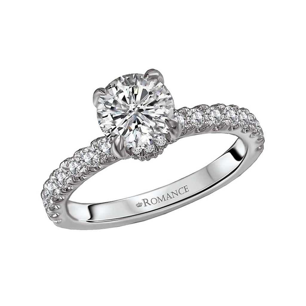 Solitare Accent Style Diamond Engagement Ring Sterling Silver White
(Center Stone Not Included)