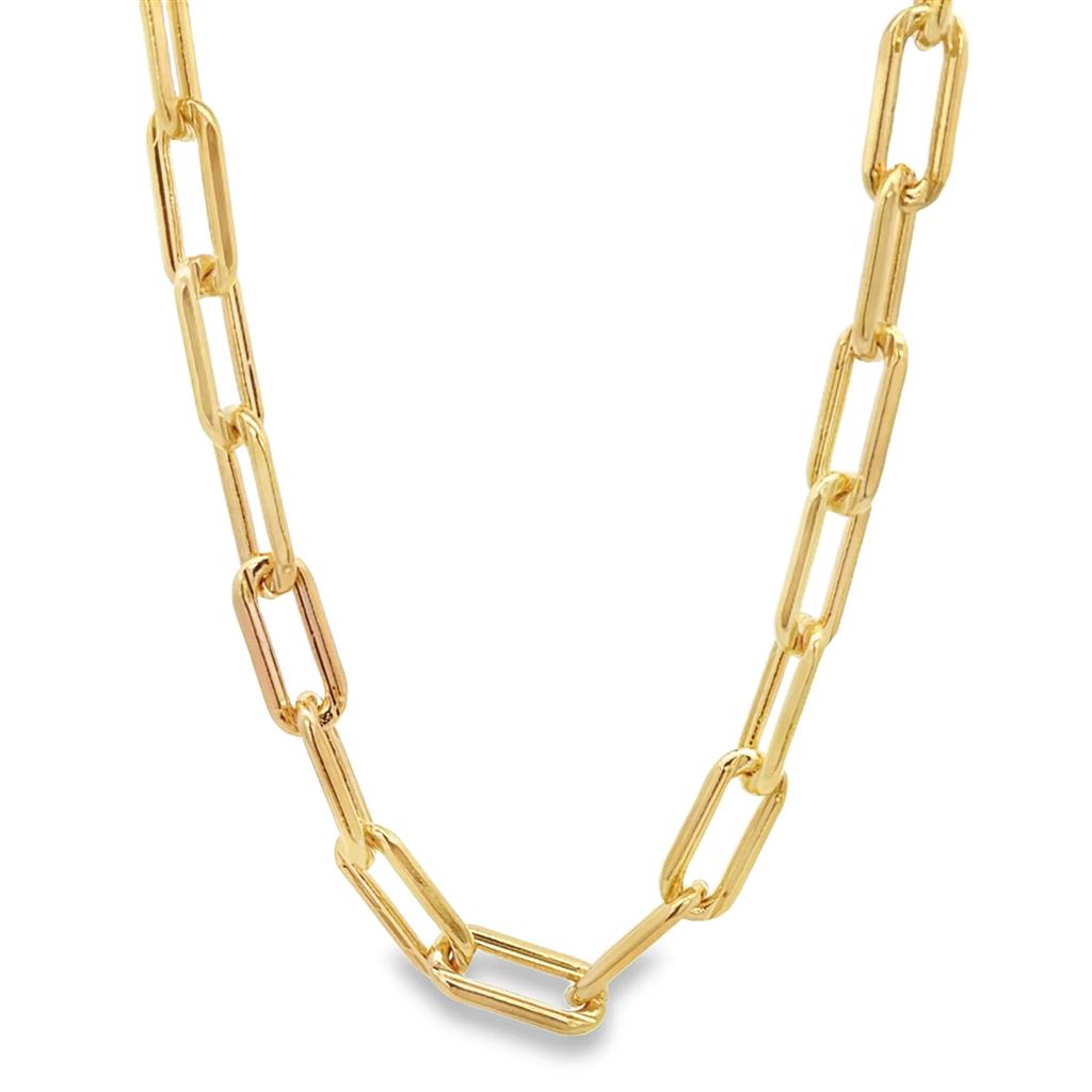 Yellow Brazilian 18KT Layer over Brass 2 MM Paper Clip Chain 24" Long