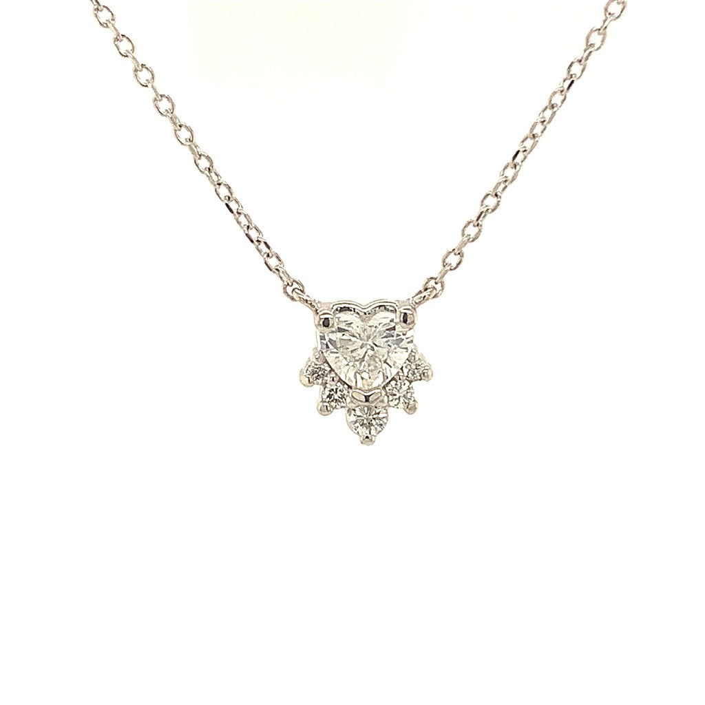 Heart CB Necklace 14 Karat Gold White With Diamond 18" Long