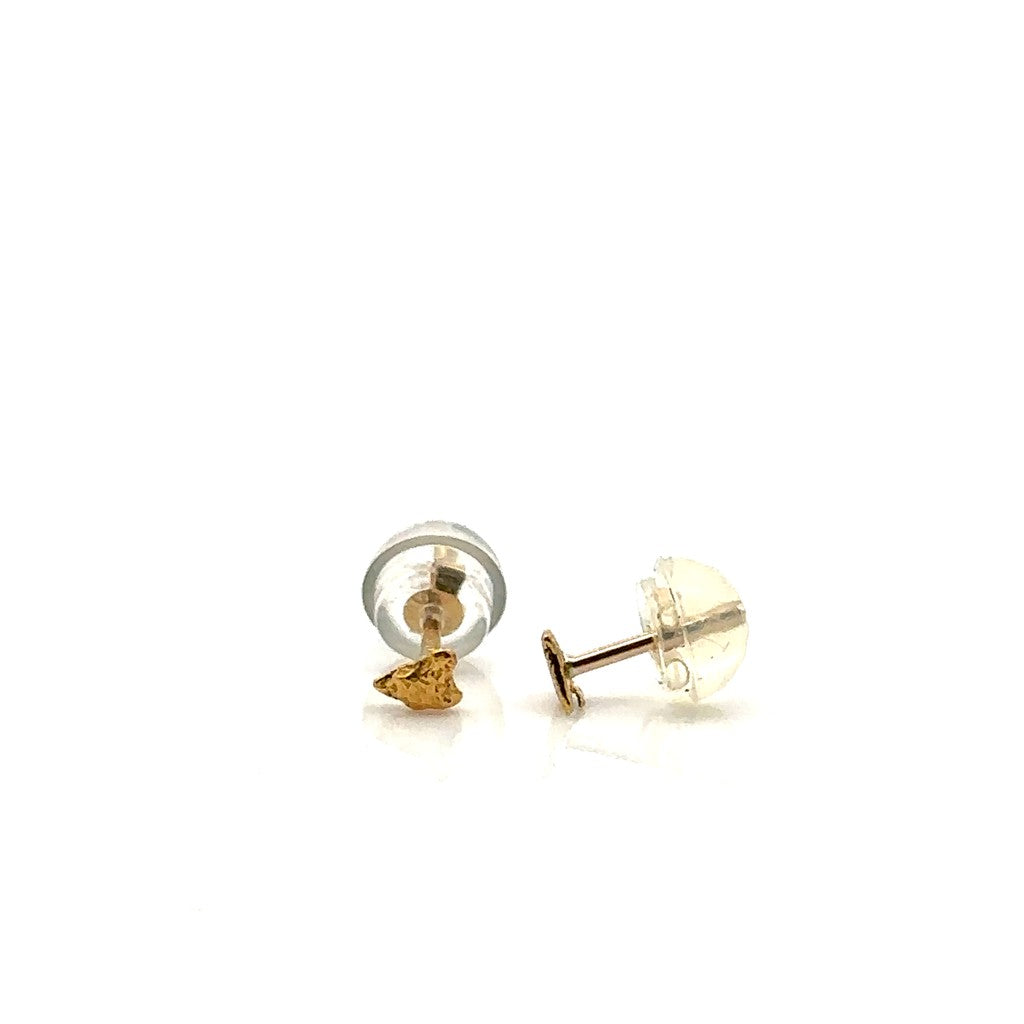 Earrings Single Nugget Studs Alaskan Gold Nugget 0.2 DWT