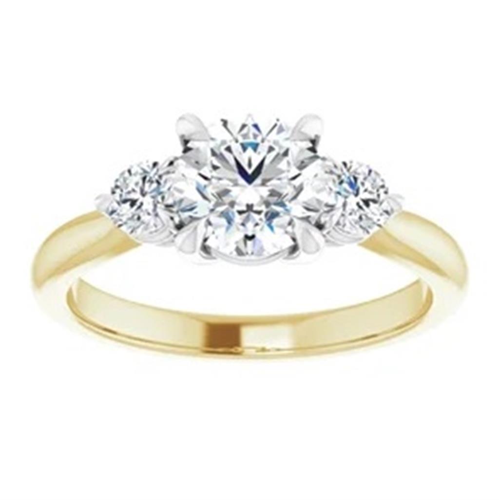 Three Stone Style Diamond Engagement RingBase Metal White & Yellow