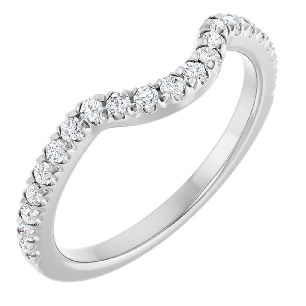 Shadow Style Wedding Band 14 Karat Gold White with Lab Diamonds size 6.75