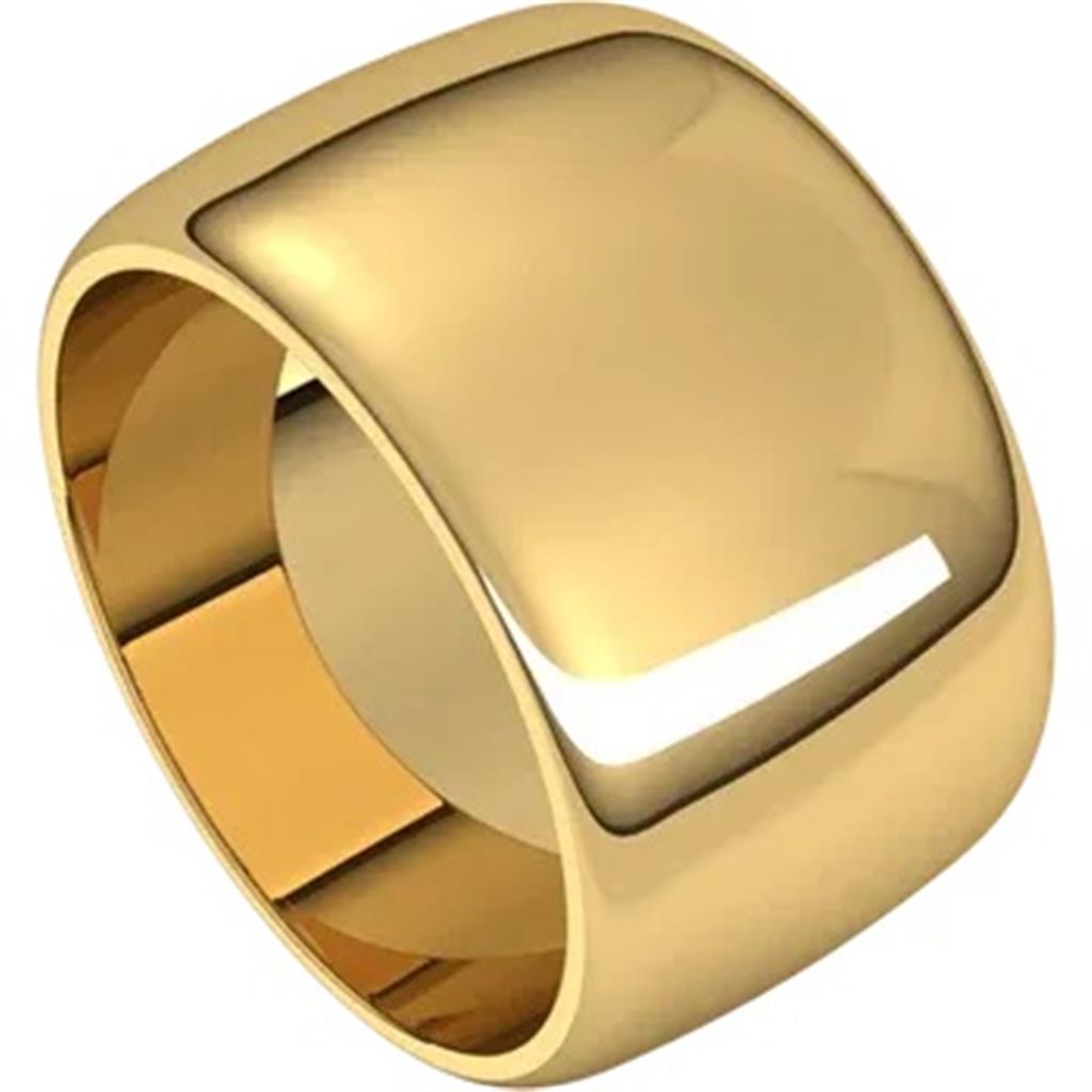 Straight Solid Wedding Band Prec Metal Womens 10 mm wide Alloy Yellow Size 7
