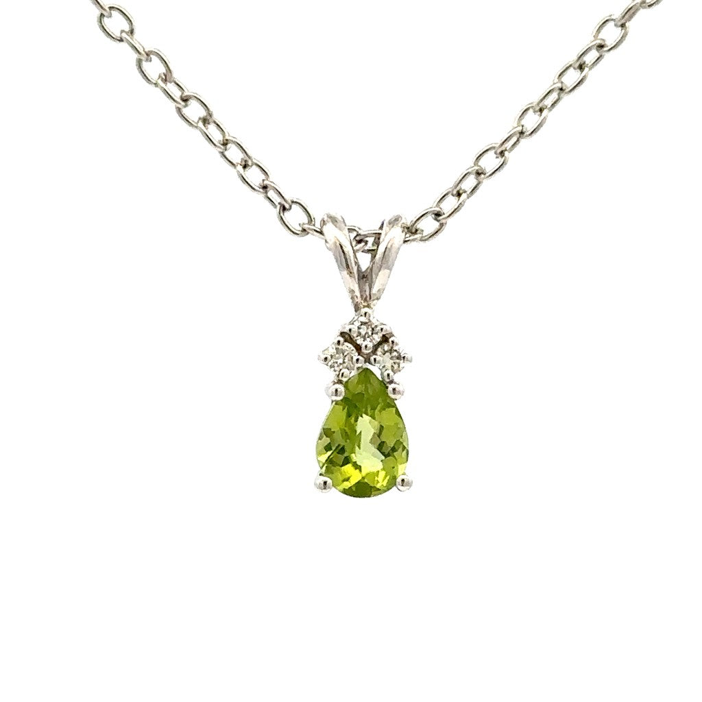 Solitare Pendants 14 Karat Gold White with Round Peridot