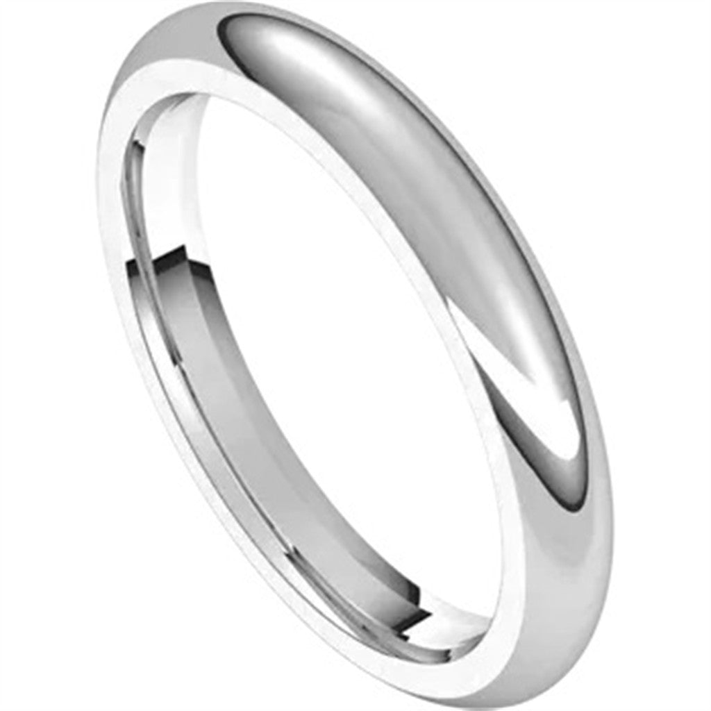 Straight Solid Style Wedding Band Platinum White 3mm wide size 8
