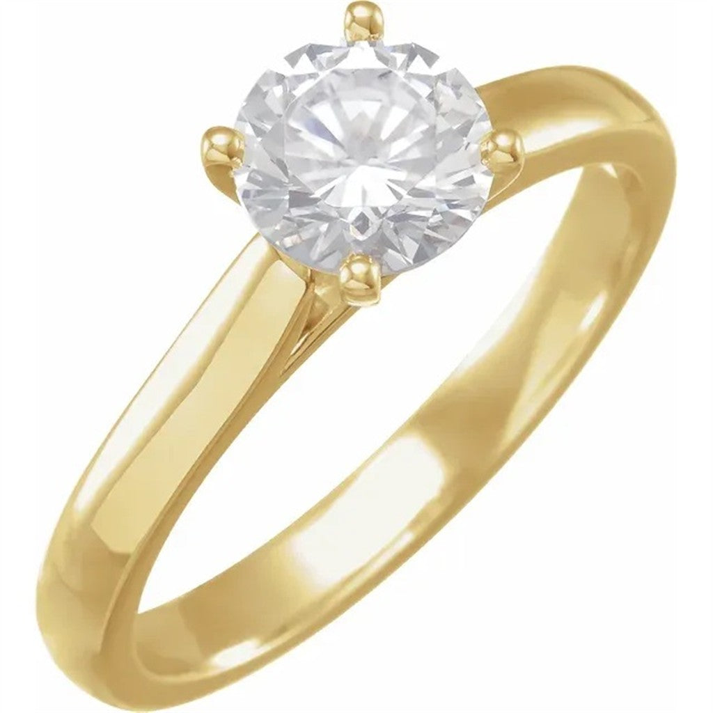 Solitare Style Engagement Ring Yellow 14 Karat Gold Size 7