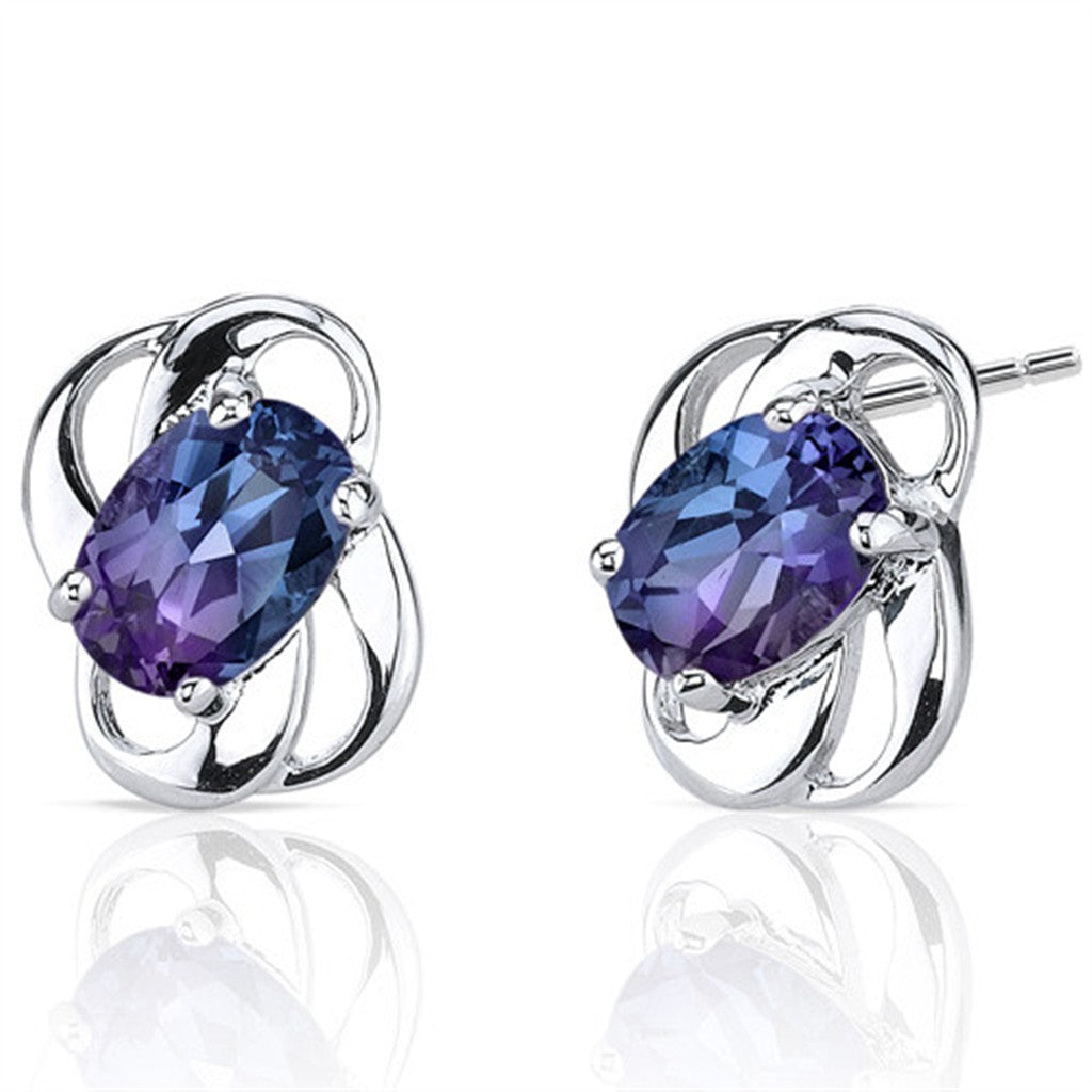 Stud Style Sterling Silver White With Oval Cubic Zirconias