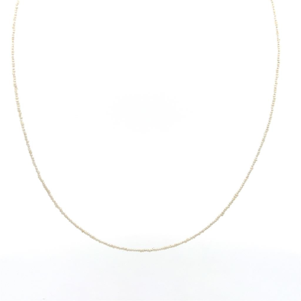 Single Strand Pearl Strand Necklace Strung on 14 KT 16" Long with White AKC Seed Akoya Pearl