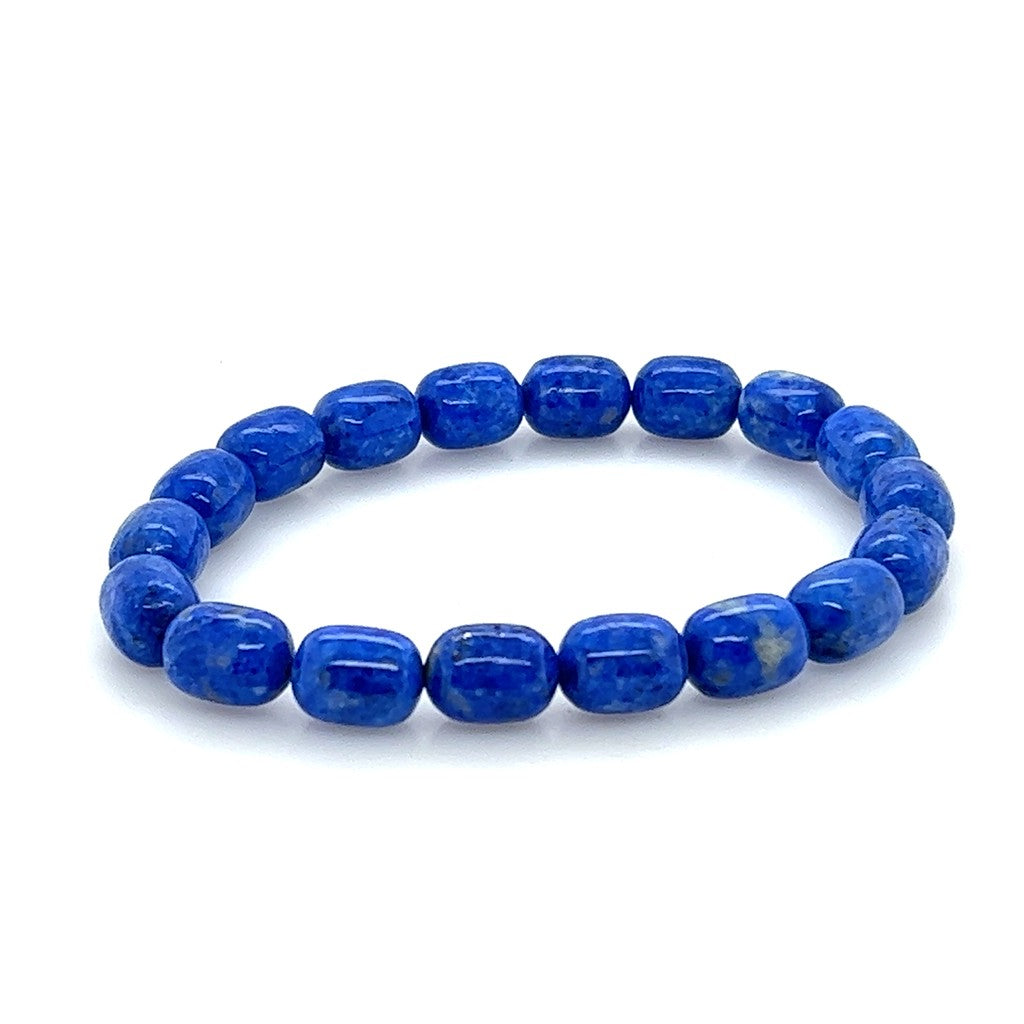 Lapis & Blue Lapis Gemstone Bead Stretch Bracelet 7" Long